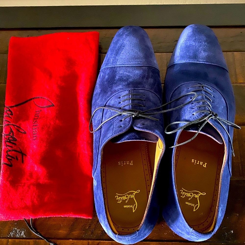 Christian Louboutin blue suede shoes